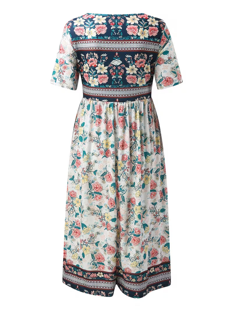 Lisan - Vestido midi con Estampado Floral y Cuello en V