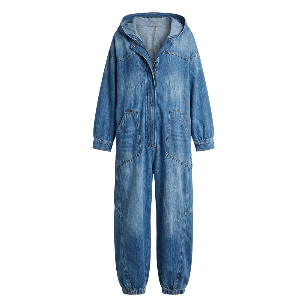 Estielle - Mono de Manga Larga Con Capucha de Denim