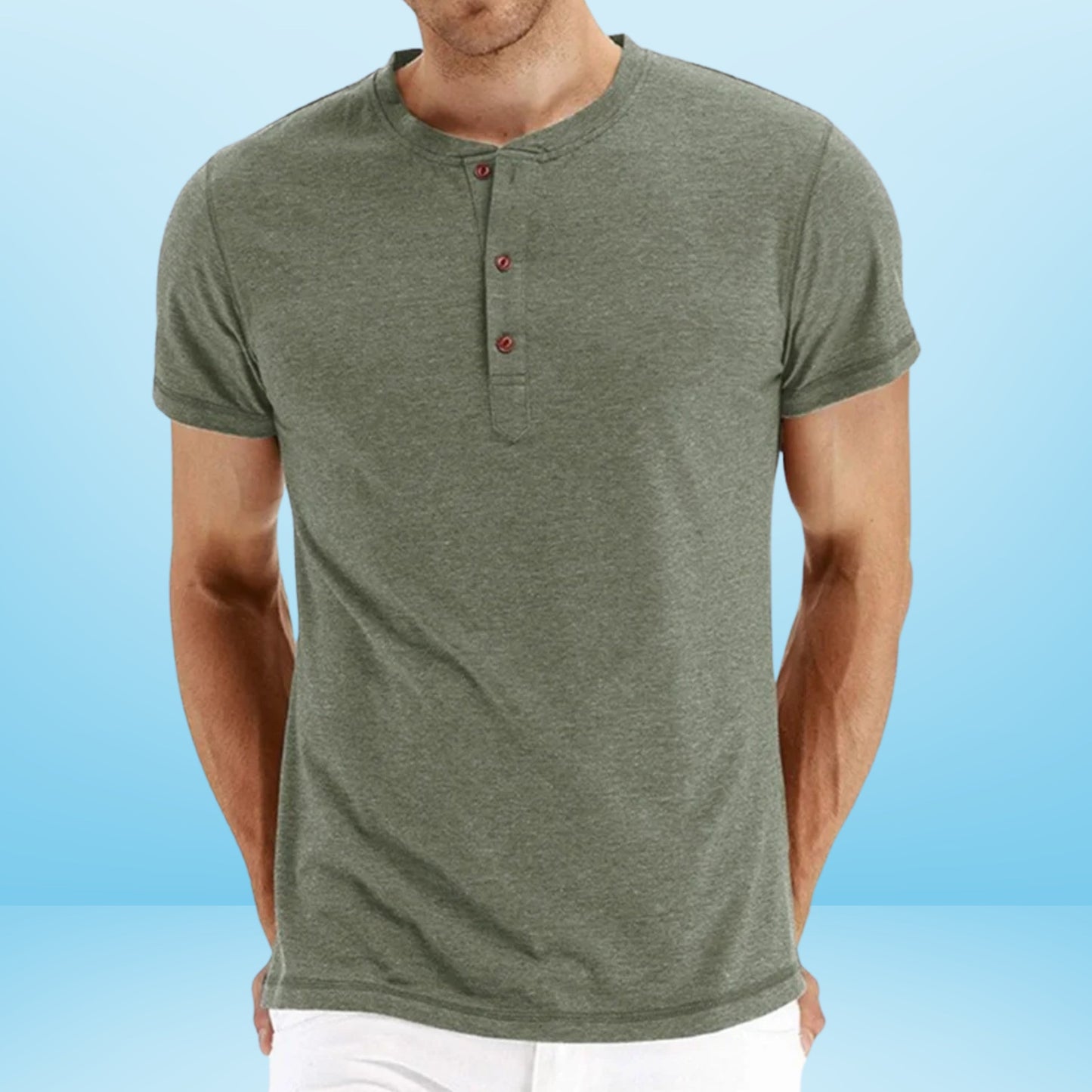 Bilgert | Camiseta Henley de Manga Corta Lisa