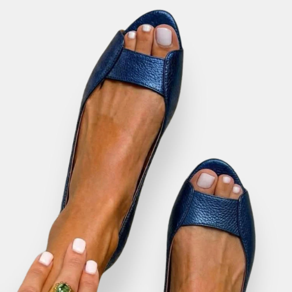 Fryda | Sandalias Planas Con Parte Superior de Textura Metalizada