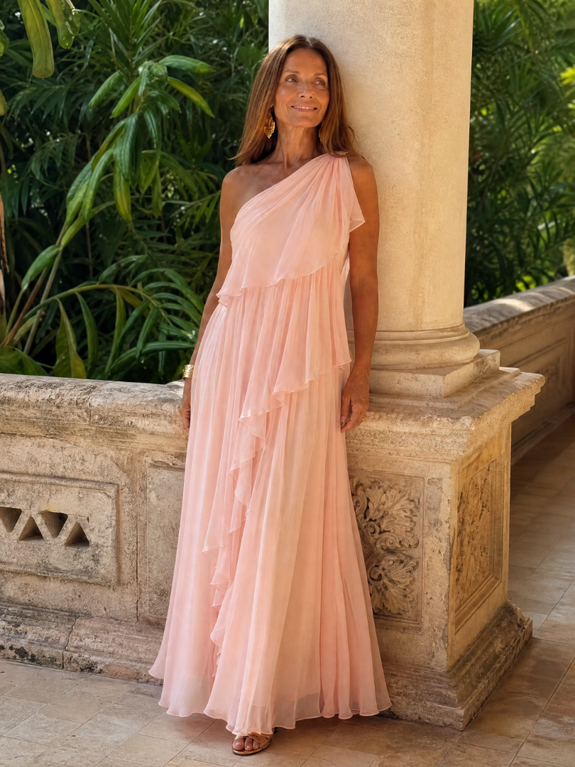 Seyma | Vestido Maxi Asimétrico Con Volantes
