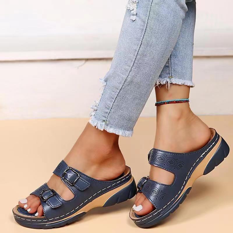 Solena | Sandalias de punta abierta con doble hebilla