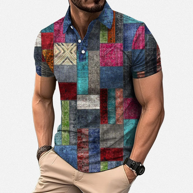 Gasan - Polo De Manga Corta Con Diseño Patchwork Multicolor