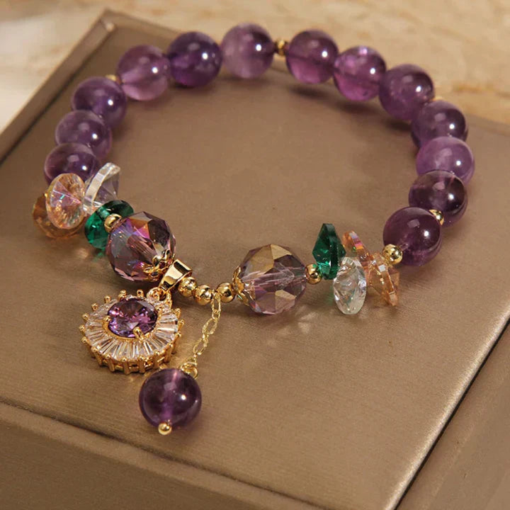 Elsien | Pulsera Elástica Con Dijes De Cuentas Moradas