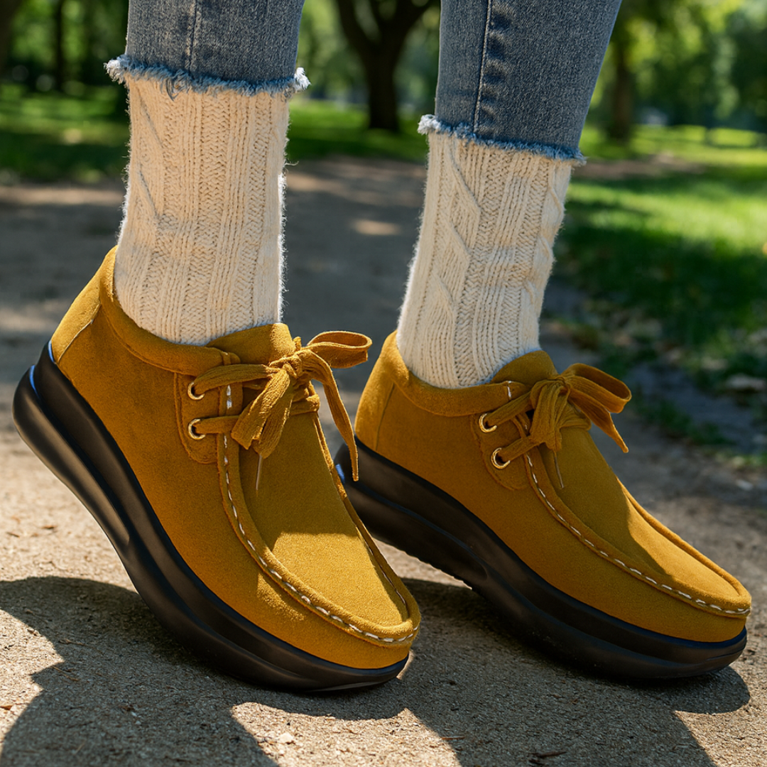 Tonja - Zapatos Cómodos Con Cordones Estilo Ante