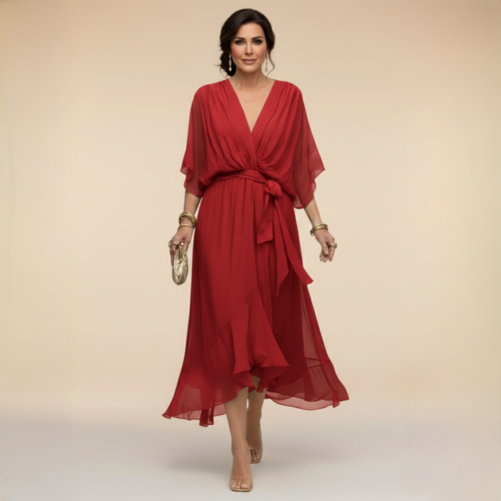 Harshani | Vestido Midi Cruzado Cuello V