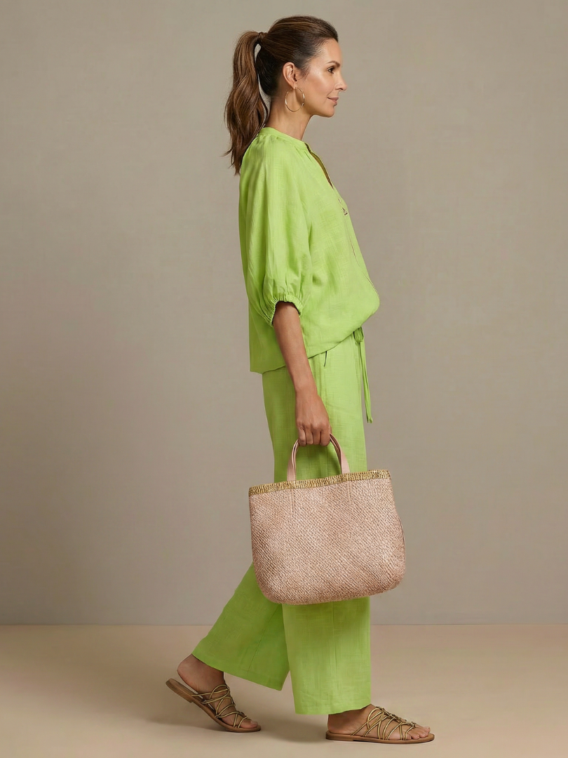 Sharina | Conjunto Blusa Cremallera Pantalón Ancho