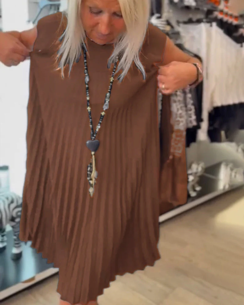 Shihua | Vestido De Corte en a Con Mangas Casquillo Y Pliegues