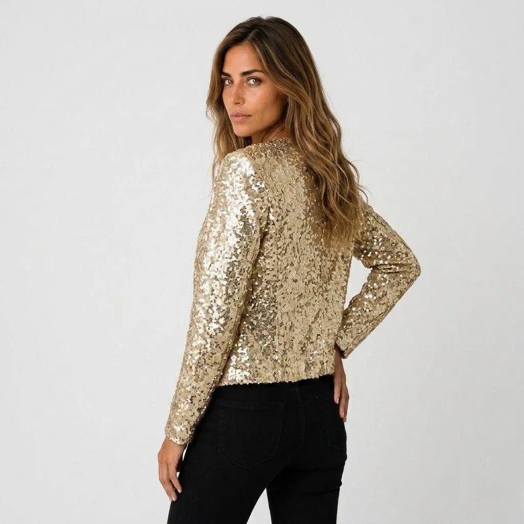 Amelia | Chaqueta con Lentejuelas y Frente Abierto