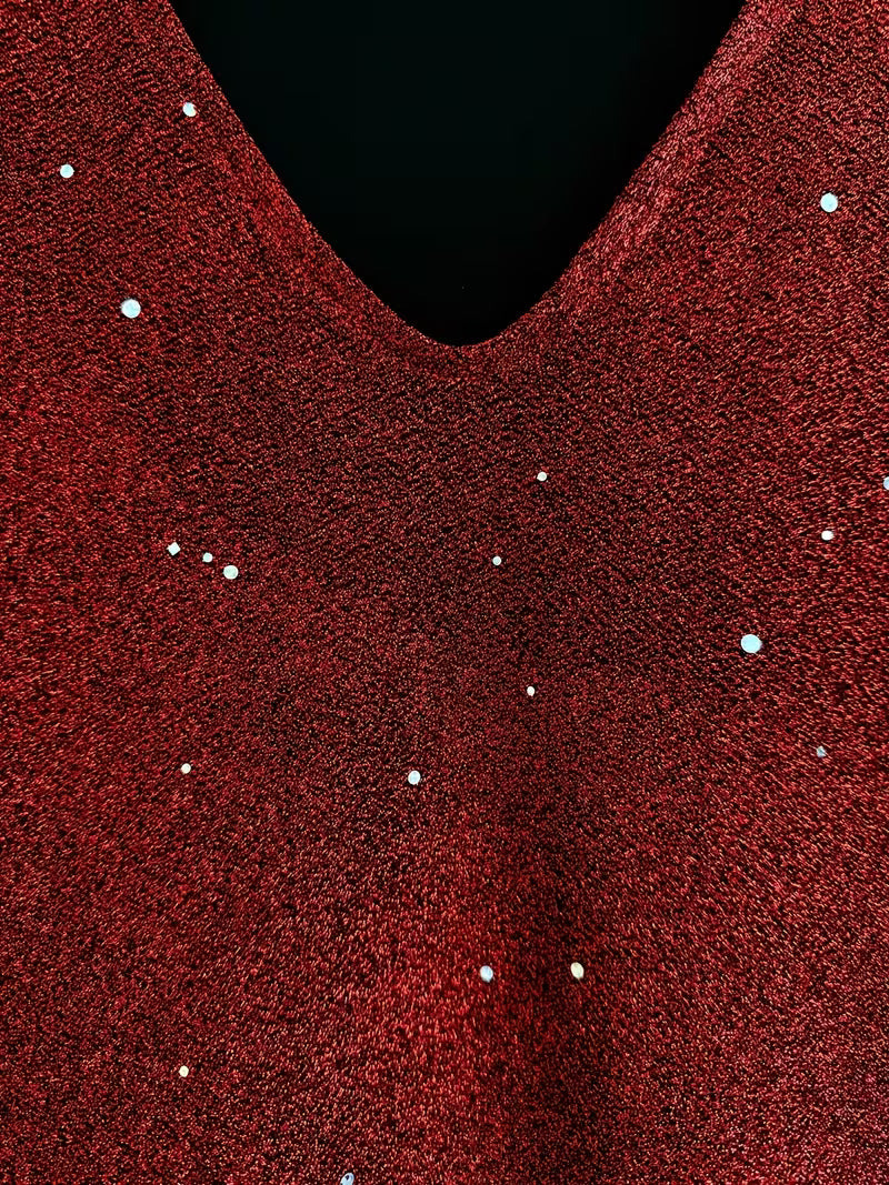 Eglantina | Vestido Lentejuelas Escote V Manga Larga