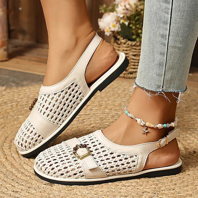 Ghie | Sandalias Planas Tejidas Con Correa Ajustable