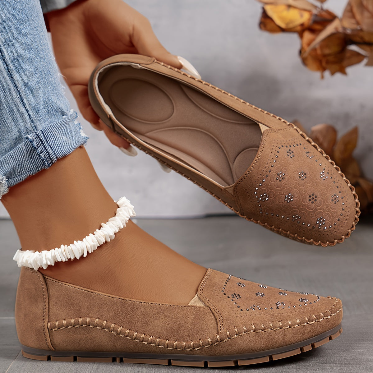 Lyrissa | Mocasines Casuales Sin Cordones Con Estampado Floral Para Mujer