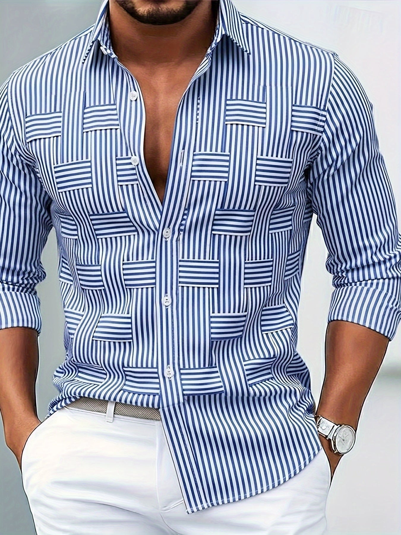 Emmerson - Camisa Vintage De Manga Larga a Rayas