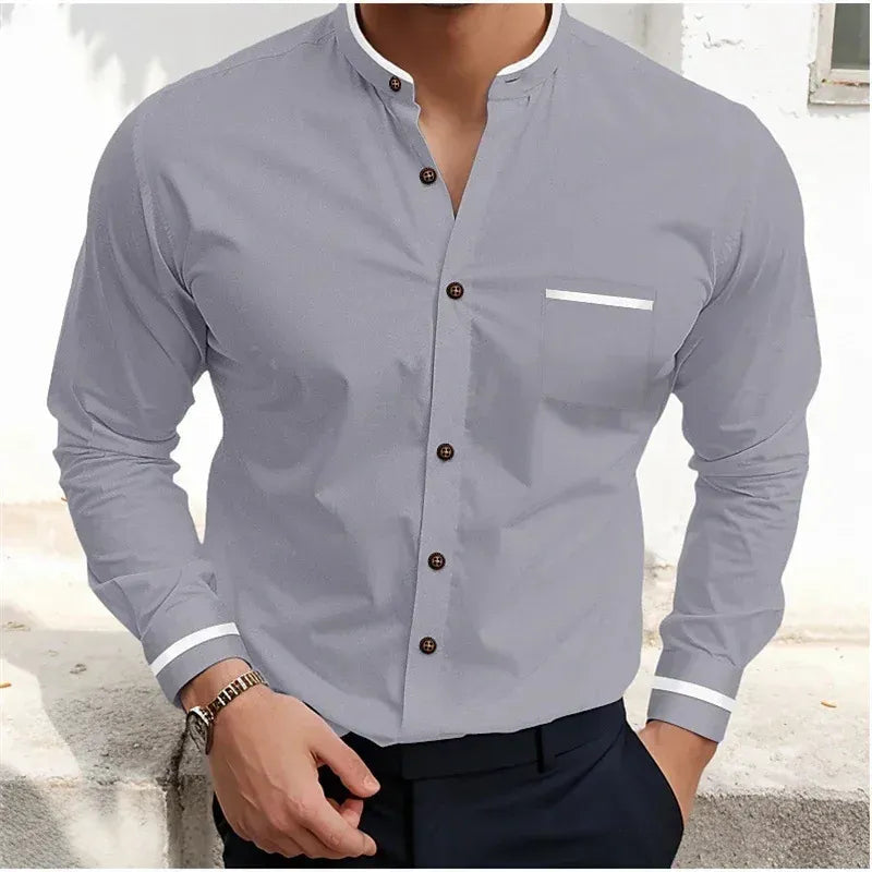 Askar |  Camisa De Manga Larga Con Cuello Grandad