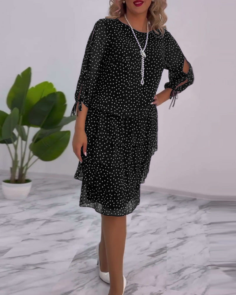 Meirit | Vestido Midi Escalonado Con Lunares