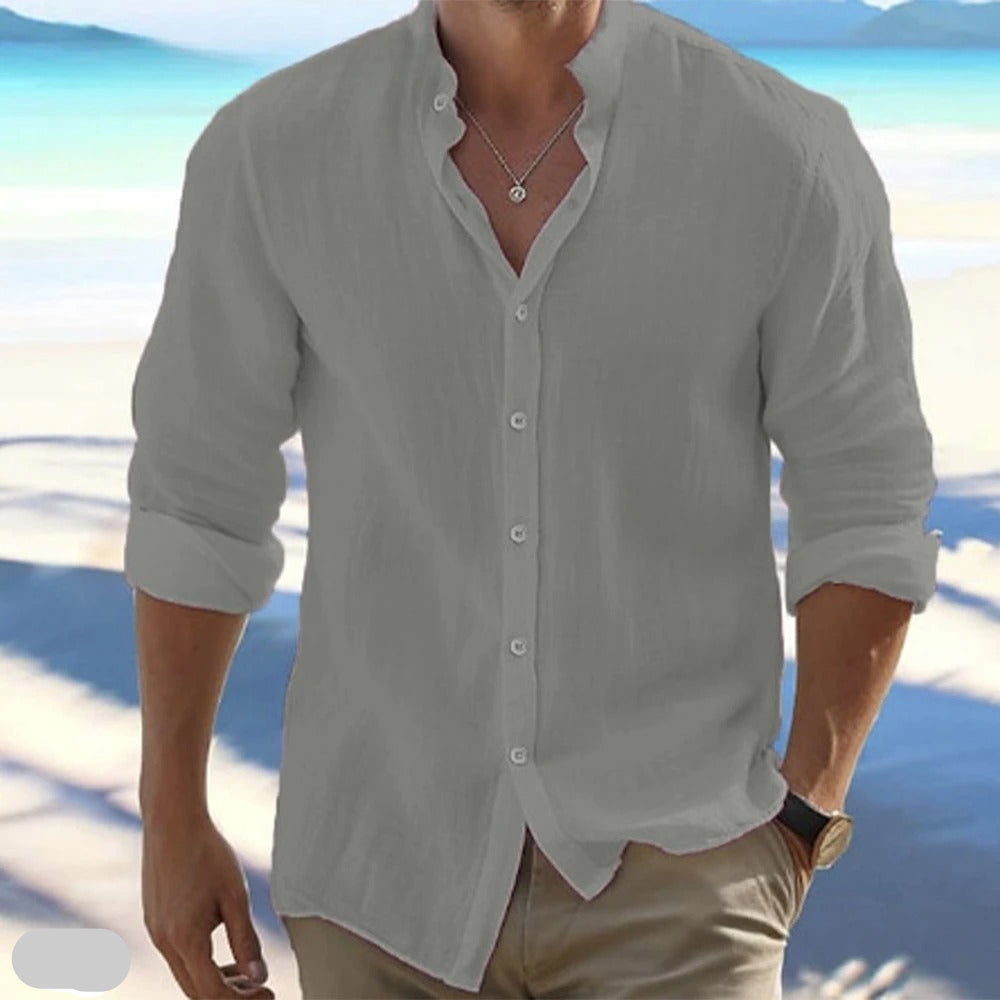 Macsen | Camisa Hombre Manga Larga Cuello Mao