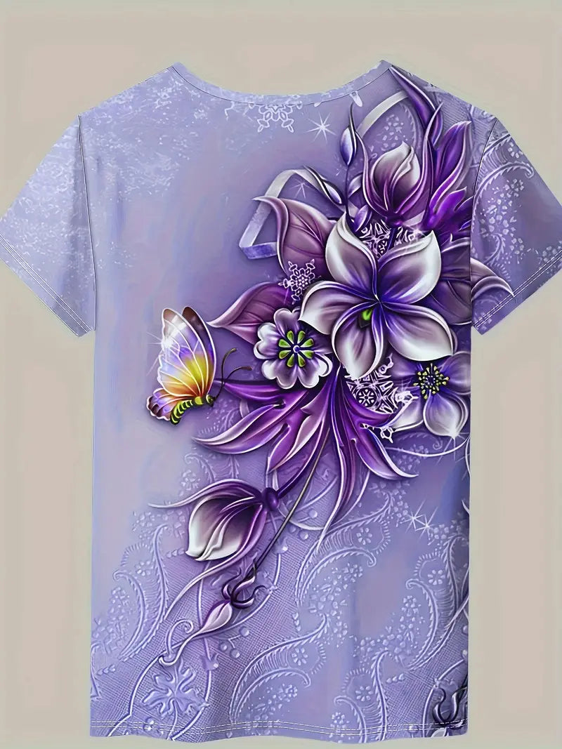 Carlisa | Camiseta De Manga Corta Con Estampado Floral Y Mariposas