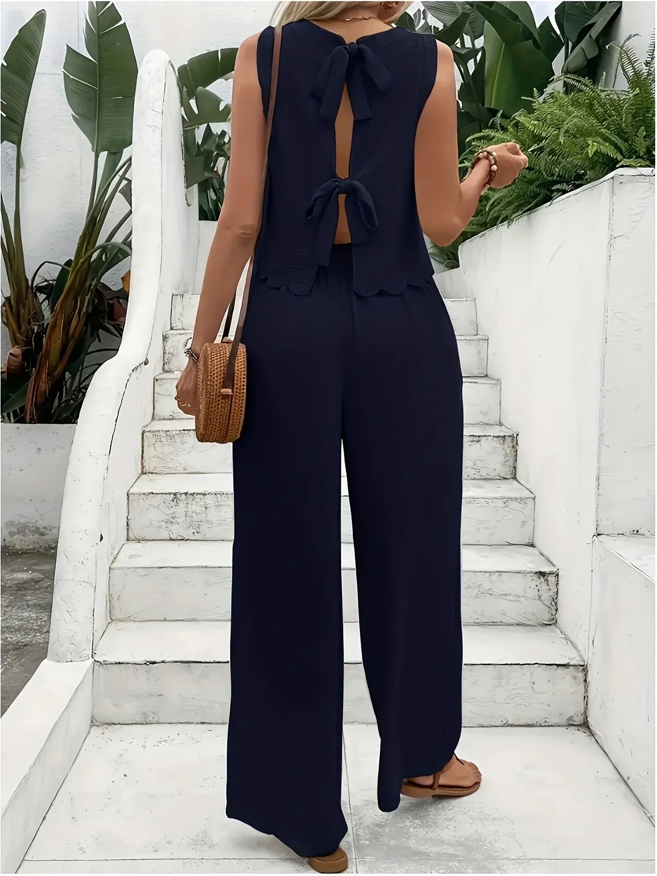 Raya | Conjunto Sin Mangas Con Pantalón Amplio