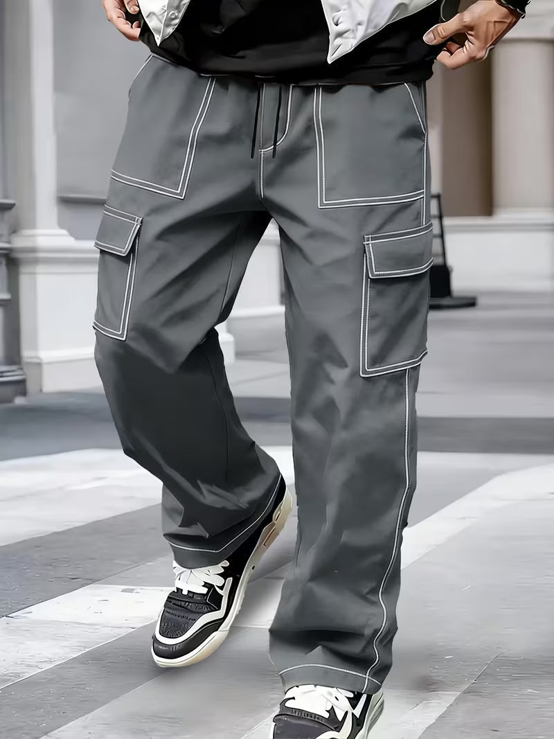 Demetri | Pantalones Cargo con Costura Contrastante