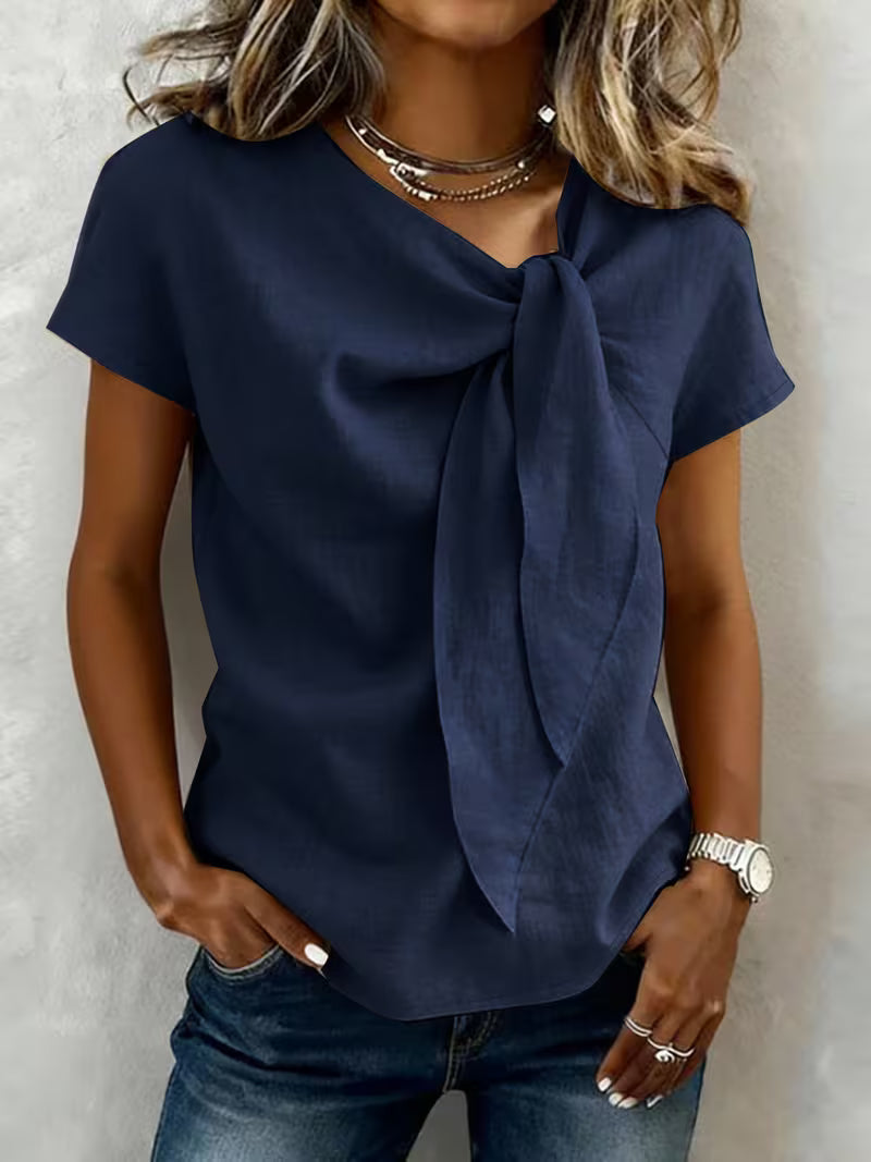 Jovea | Top con cuello atado y mangas cortas