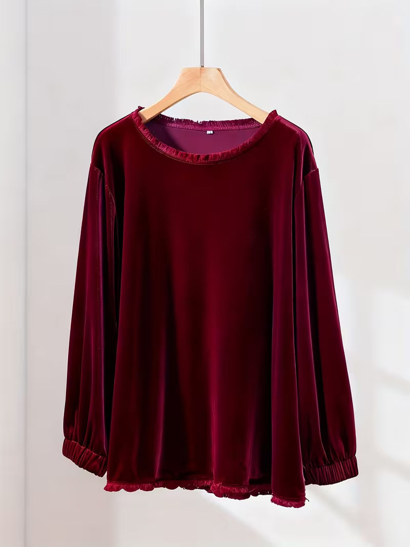 Petunia | Blusa Holgada de Terciopelo Manga Larga