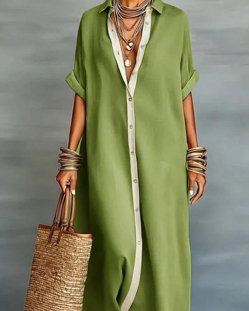 Nerena | Vestido Camisero midi Oversize con Botones en la Parte Delantera