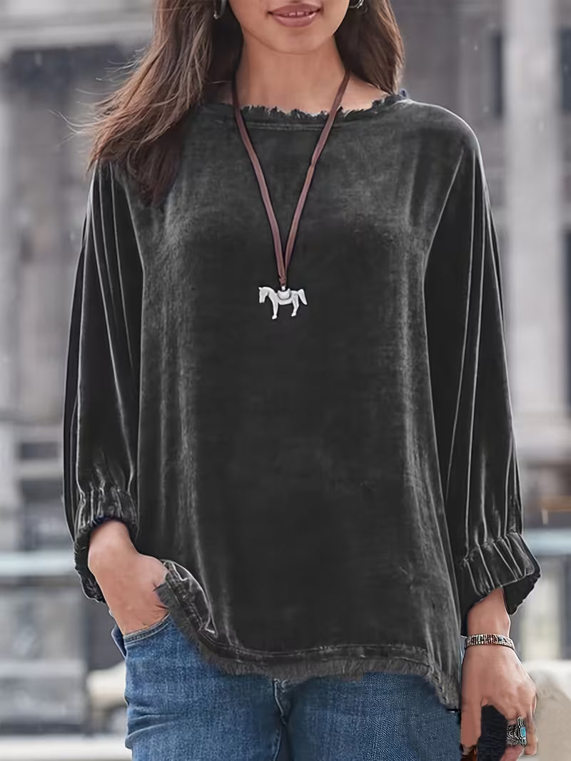 Petunia | Blusa Holgada de Terciopelo Manga Larga