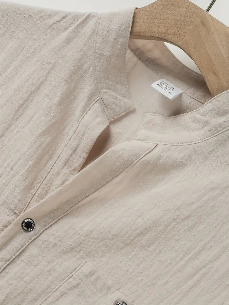 Vaughn - Camiseta Henley de Manga Corta