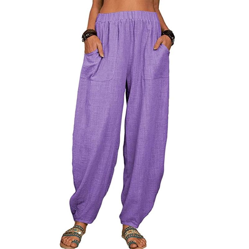 Zinzi | Pantalón Baggy Mujer Lino Bolsillos