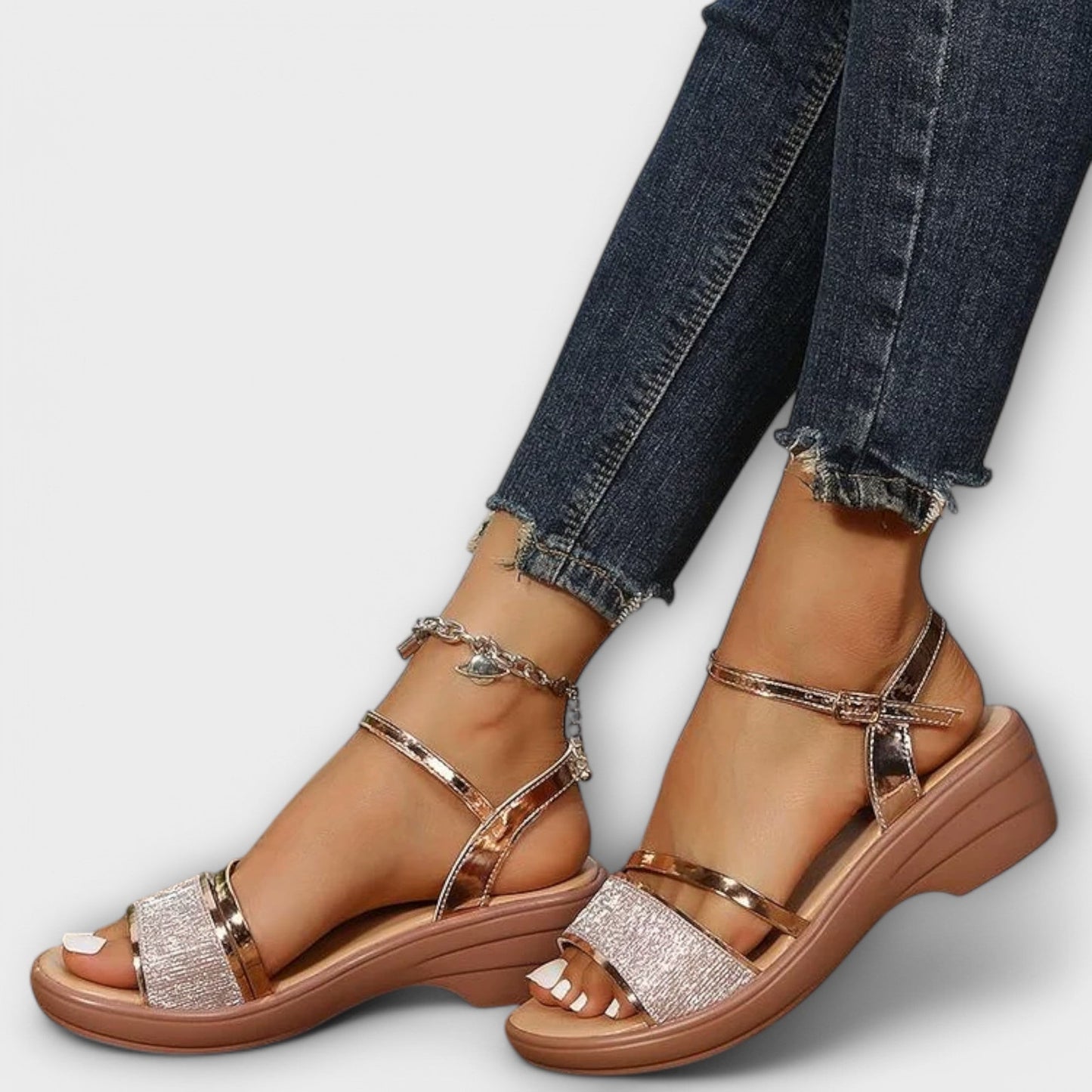 Finaya - Sandalias de Cuña Con Plataforma Tiras y Puntera Abierta