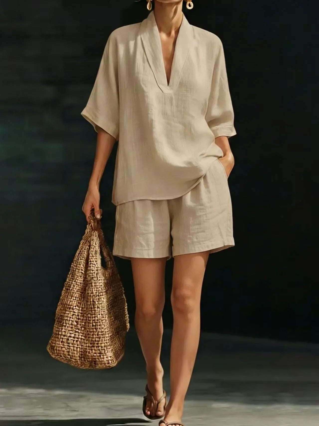 Silvani | Conjunto Casual Dos Piezas Blusa Cuello V Shorts