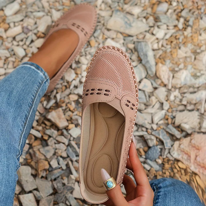 Gerdien | Mocasines Sin Cordones Perforados Para Mujer, Zapatos Planos Informales