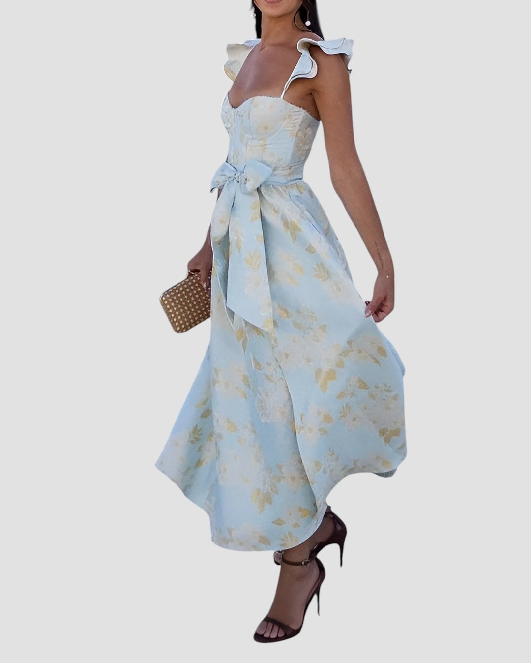 Olesya | Vestido MIDI Con Estampado Floral Y Tirantes Con Volantes