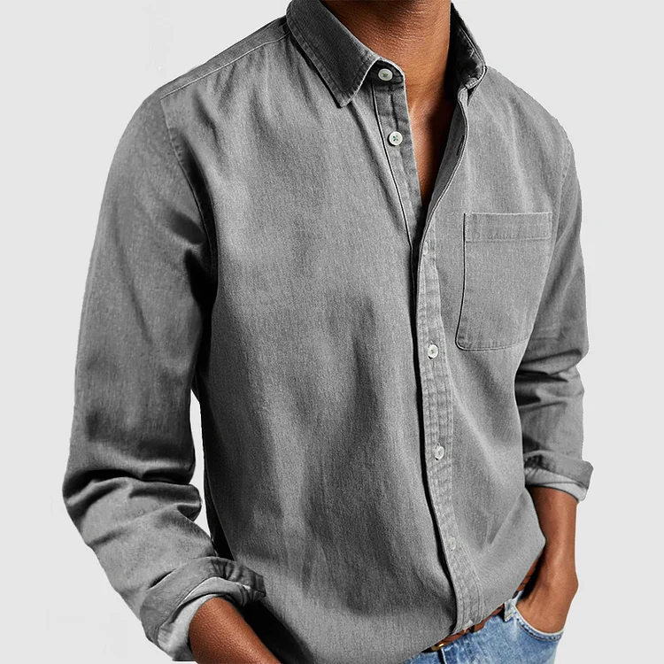 Carel - Camisa Informal de Manga Larga Con Botones y Bolsillo en el Pecho