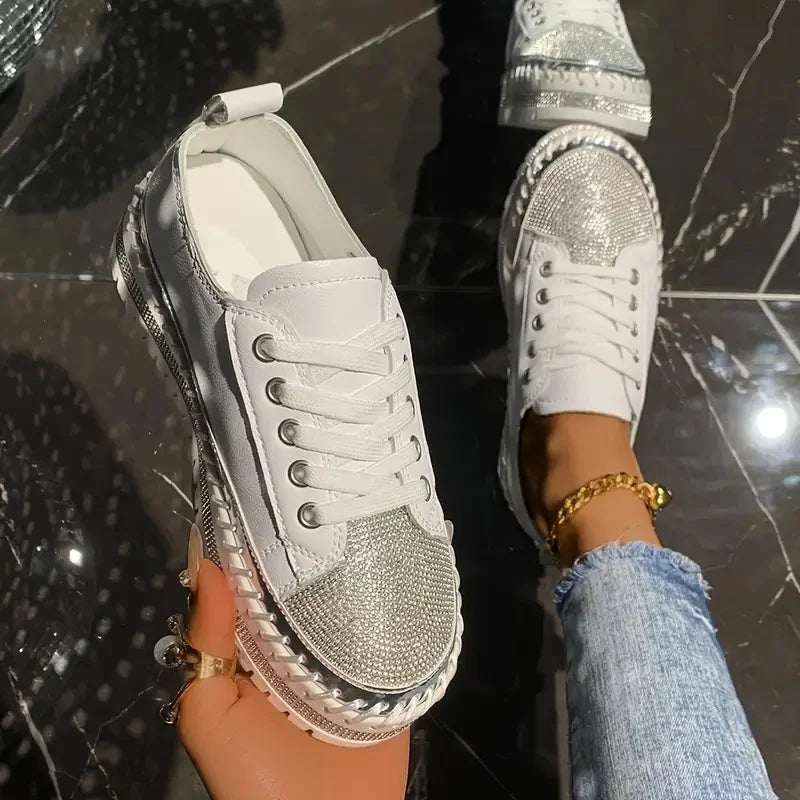 Draya | Zapatillas Bajas Con Cordones Y Pedrería