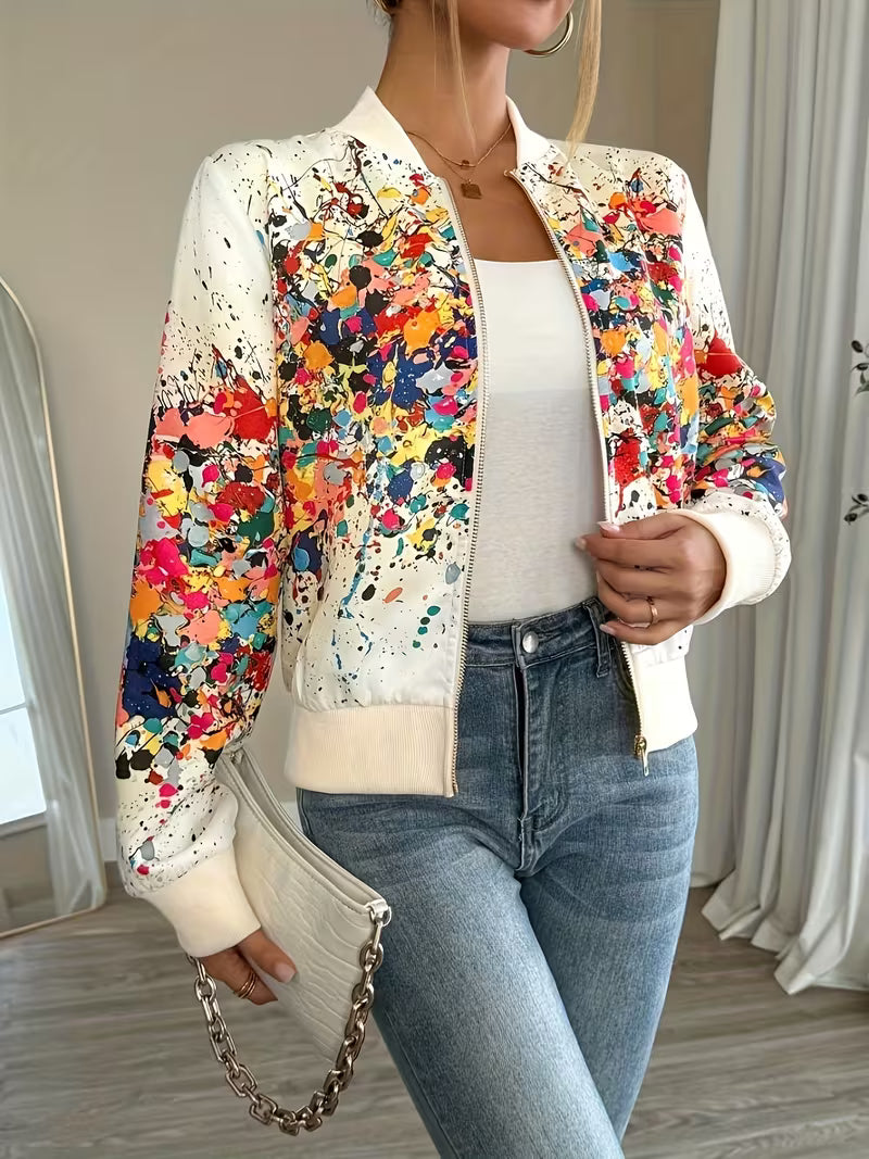 Deloova | Chaqueta Bomber con Estampado Abstracto