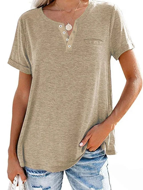 Cettina | Camiseta Henley Manga Corta Bolsillo