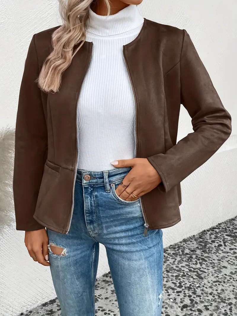Roksana | Chaqueta Entallada de Manga Larga Con Cremallera