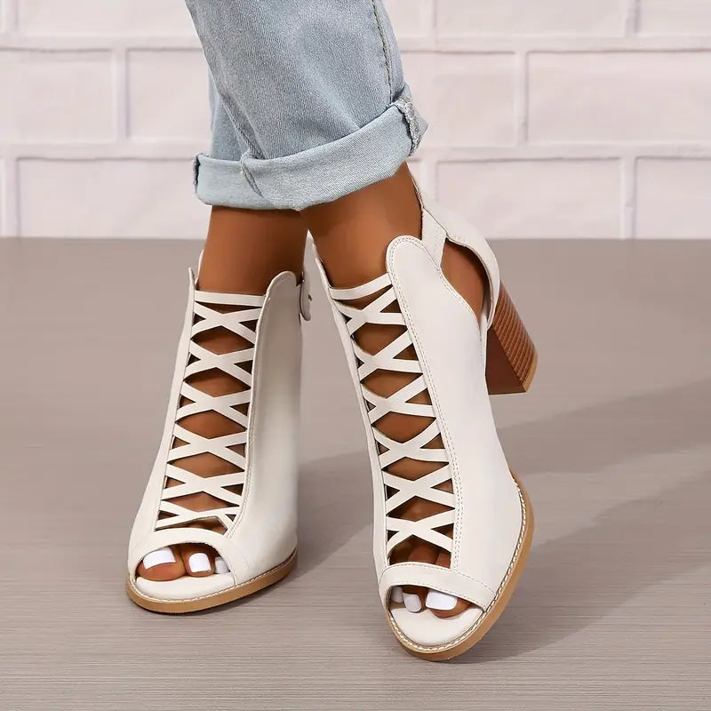 Ruzilya | Sandalias con cordones, punta abierta y tacón grueso
