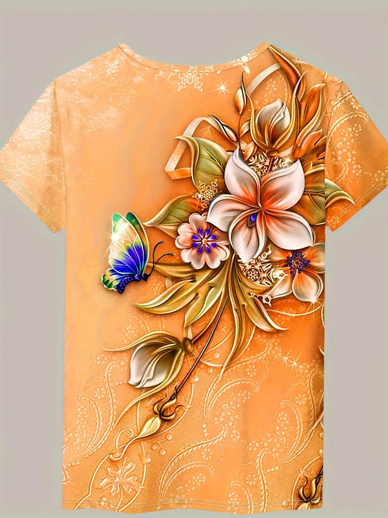 Carlisa | Camiseta De Manga Corta Con Estampado Floral Y Mariposas