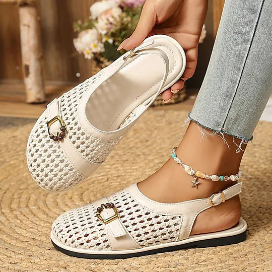 Ghie | Sandalias Planas Tejidas Con Correa Ajustable