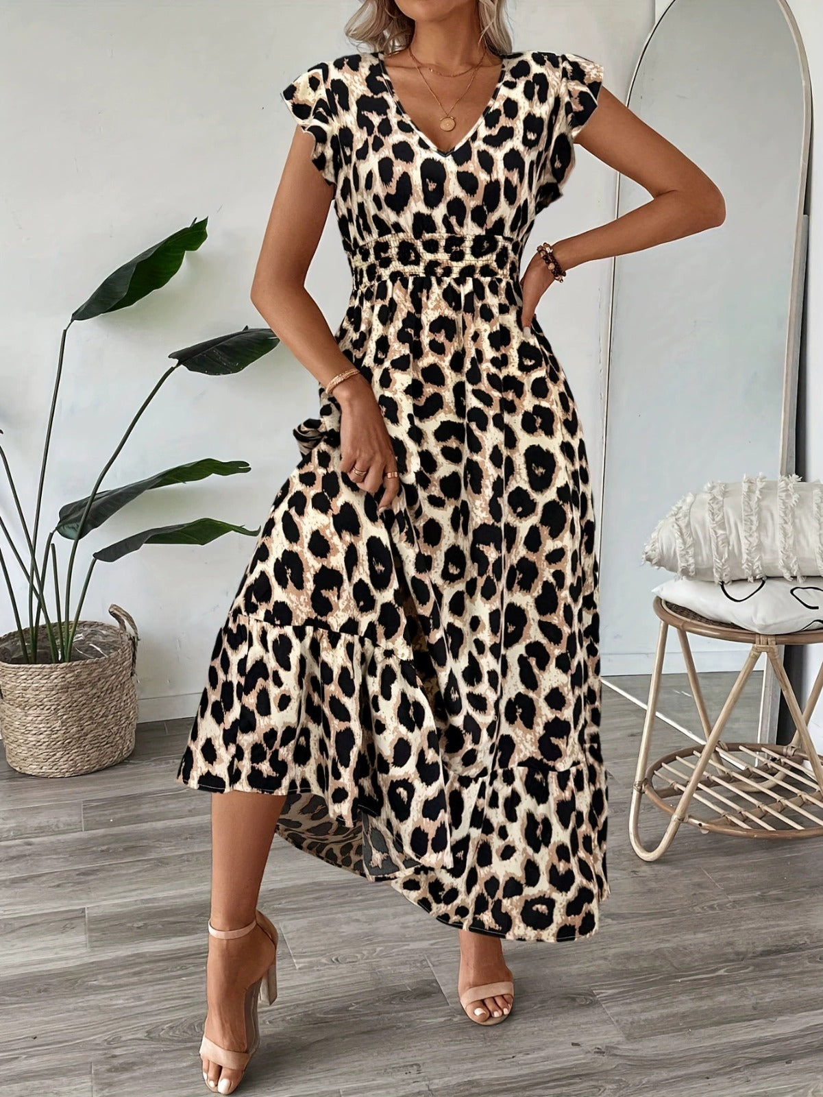 Ranika | Vestido Maxi Estampado Cuello V Sin Mangas