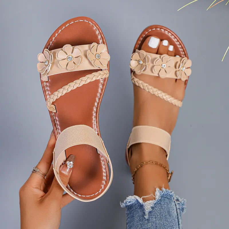 Anke - Sandalias Planas Con Tiras Florales