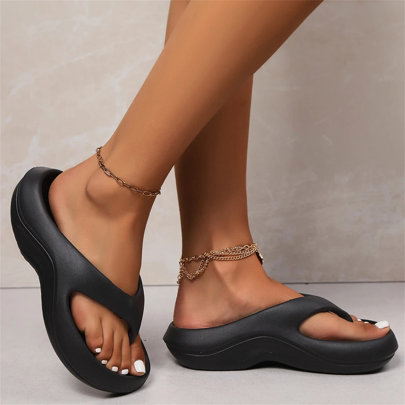Iryna | Chanclas De Mujer Con Suela Gruesa Y Puntera Abierta
