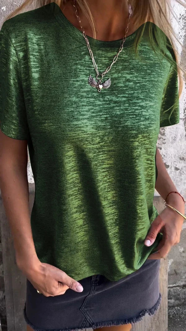 Aiyana | Camiseta De Manga Corta Con Cuello Redondo Y Efecto Burnout