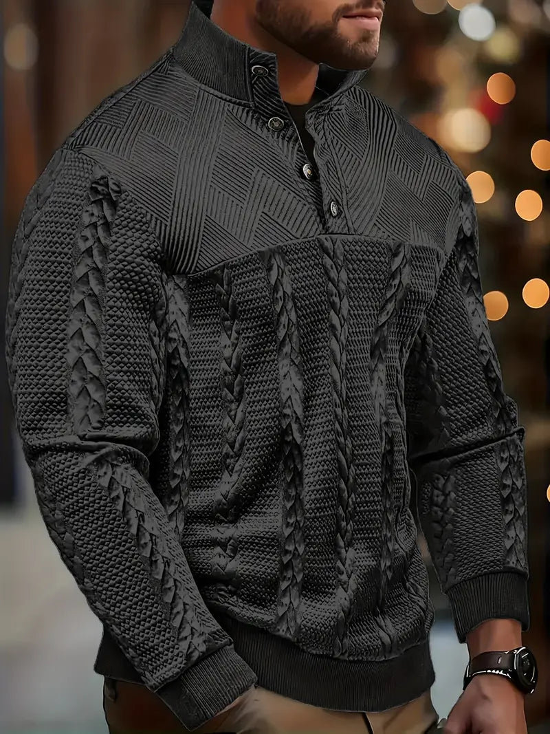 Dawson | Suéter Henley Texturizado de Manga Larga
