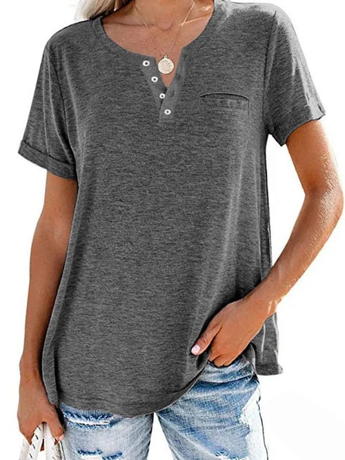 Cettina | Camiseta Henley Manga Corta Bolsillo