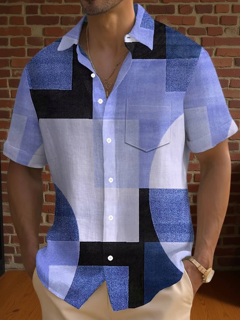 Boucher | Camisa Geométrica Vintage Manga Corta