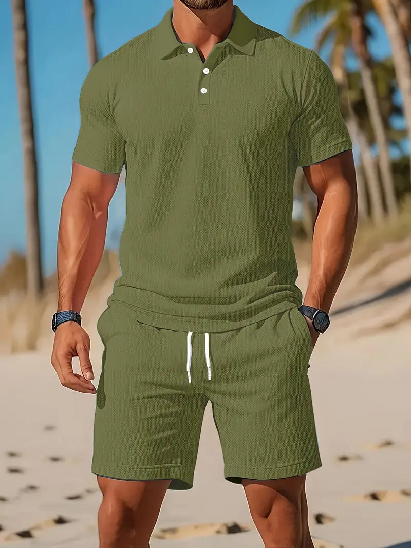 Kelvin | Conjunto De Polo Y Pantalones Cortos Con Textura