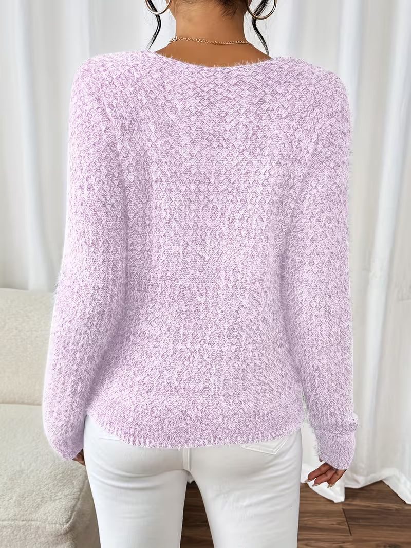 Aderah | Jersey De Punto Con Cuello en V Y Manga Larga Con Textura